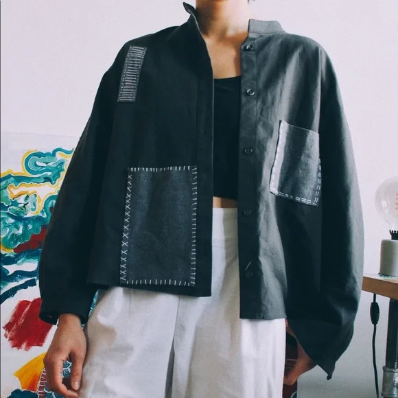 Grey Patchwork Coat - Picture 2 of 5